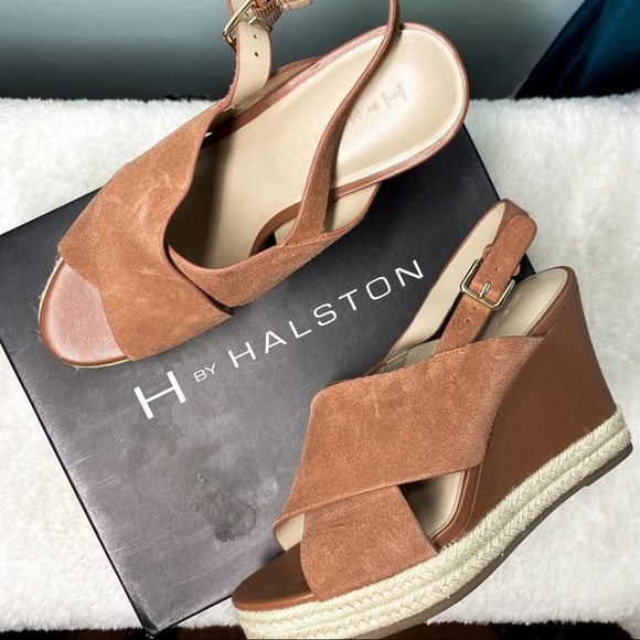H by Halston Sling Back Crossover Espadrille Wedges 9.5 - Picture 1 of 7